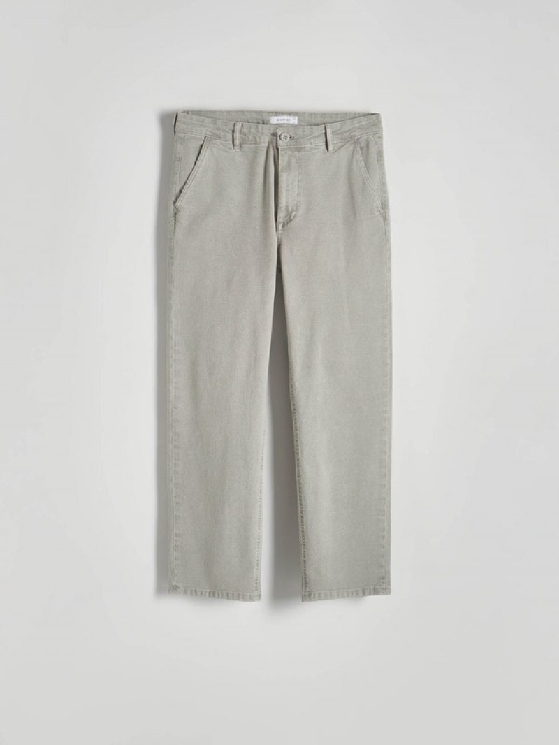 Light Grey Reserved Chino Men's Trousers | AKGW-53904