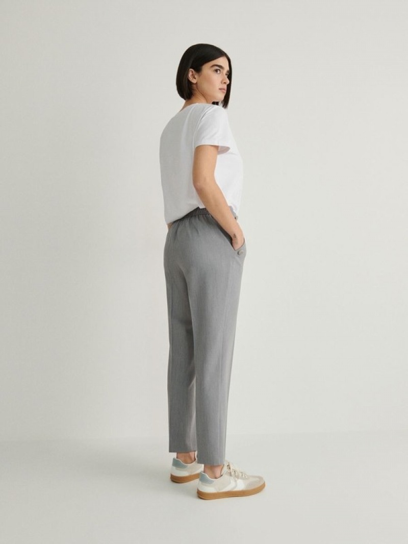 Light Grey Reserved Cigarettebuttons Women's Trousers | VBWA-67198