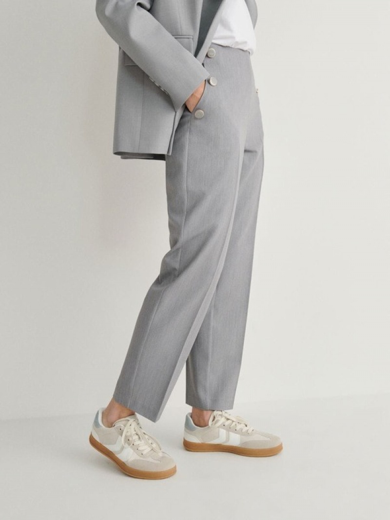 Light Grey Reserved Cigarettebuttons Women's Trousers | VBWA-67198