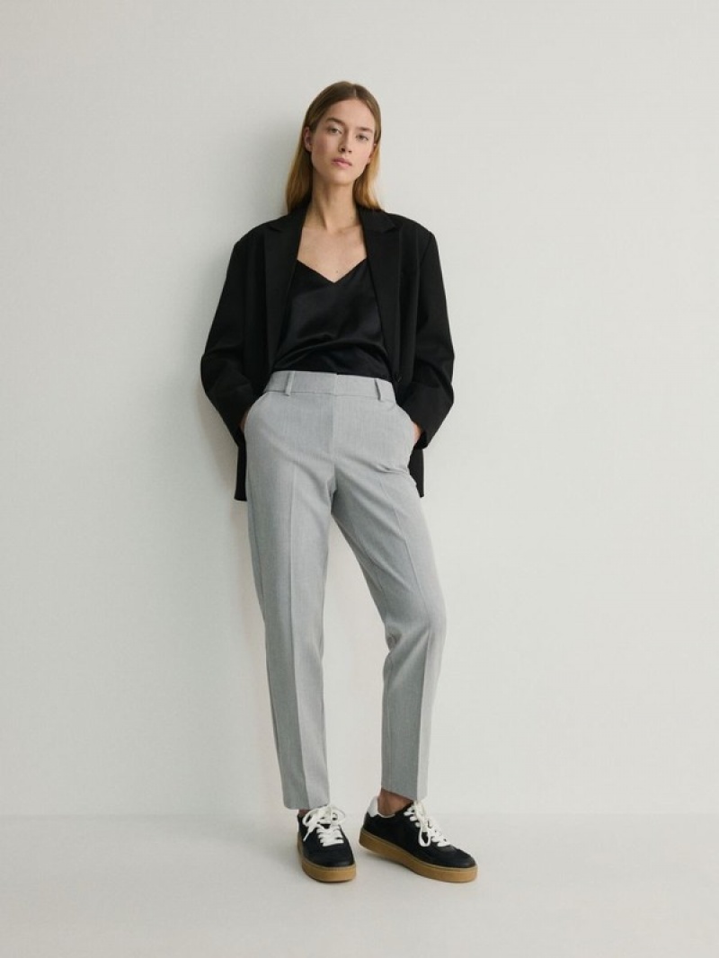 Light Grey Reserved Cigaretteviscose Blend Women's Trousers | LFCH-13240