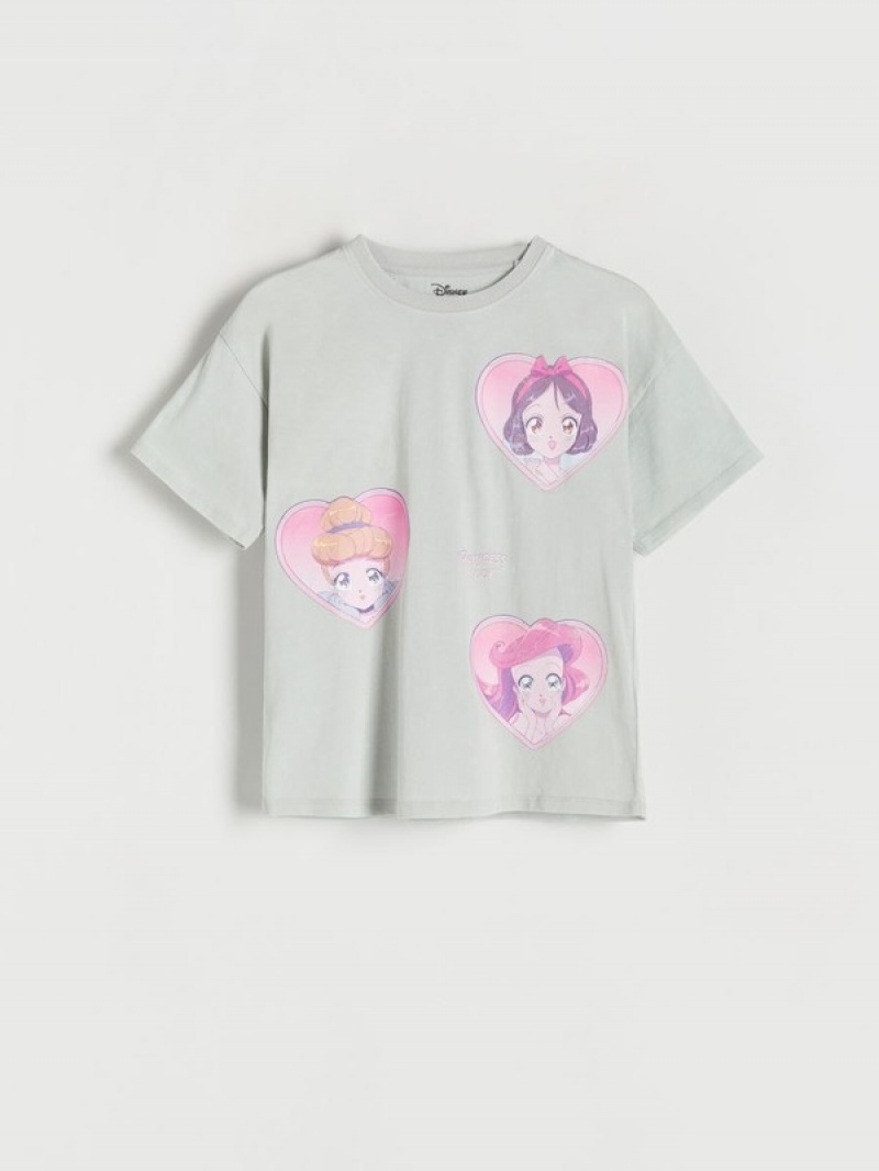 Light Grey Reserved Cotton Girls' T-shirts | GJTW-13547