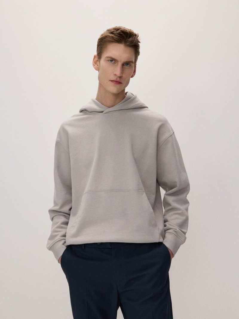 Light Grey Reserved Cotton Men's Sweatshirts | VTQK-27943