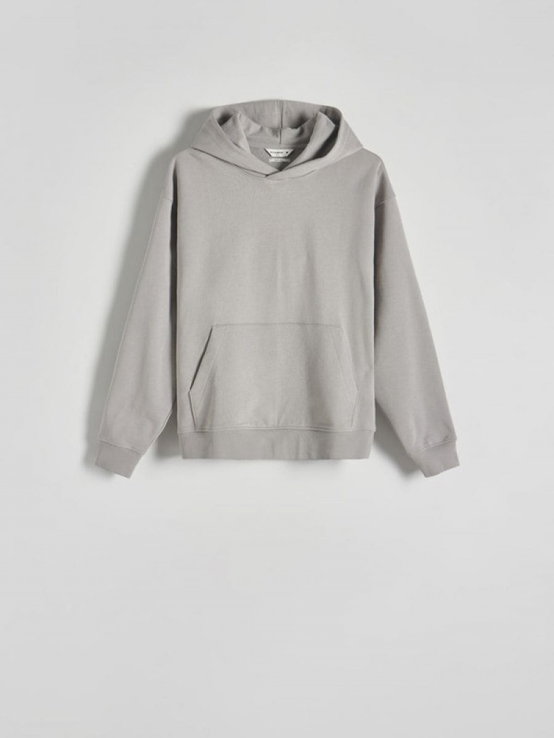 Light Grey Reserved Cotton Men's Sweatshirts | VTQK-27943