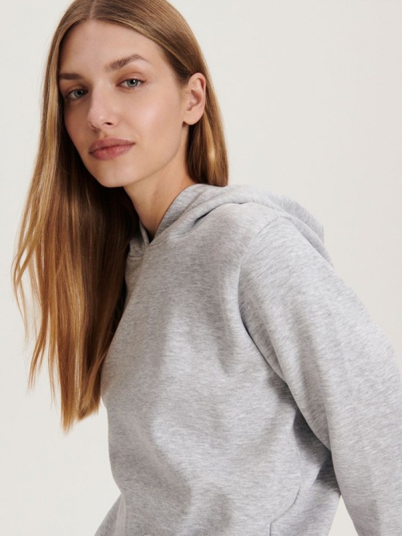 Light Grey Reserved Distressed Women's Sweatshirts | XHJZ-56938