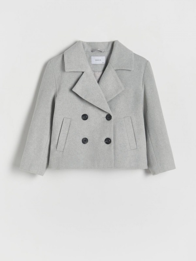 Light Grey Reserved Double-breasted Girls' Jackets | TXSV-20469