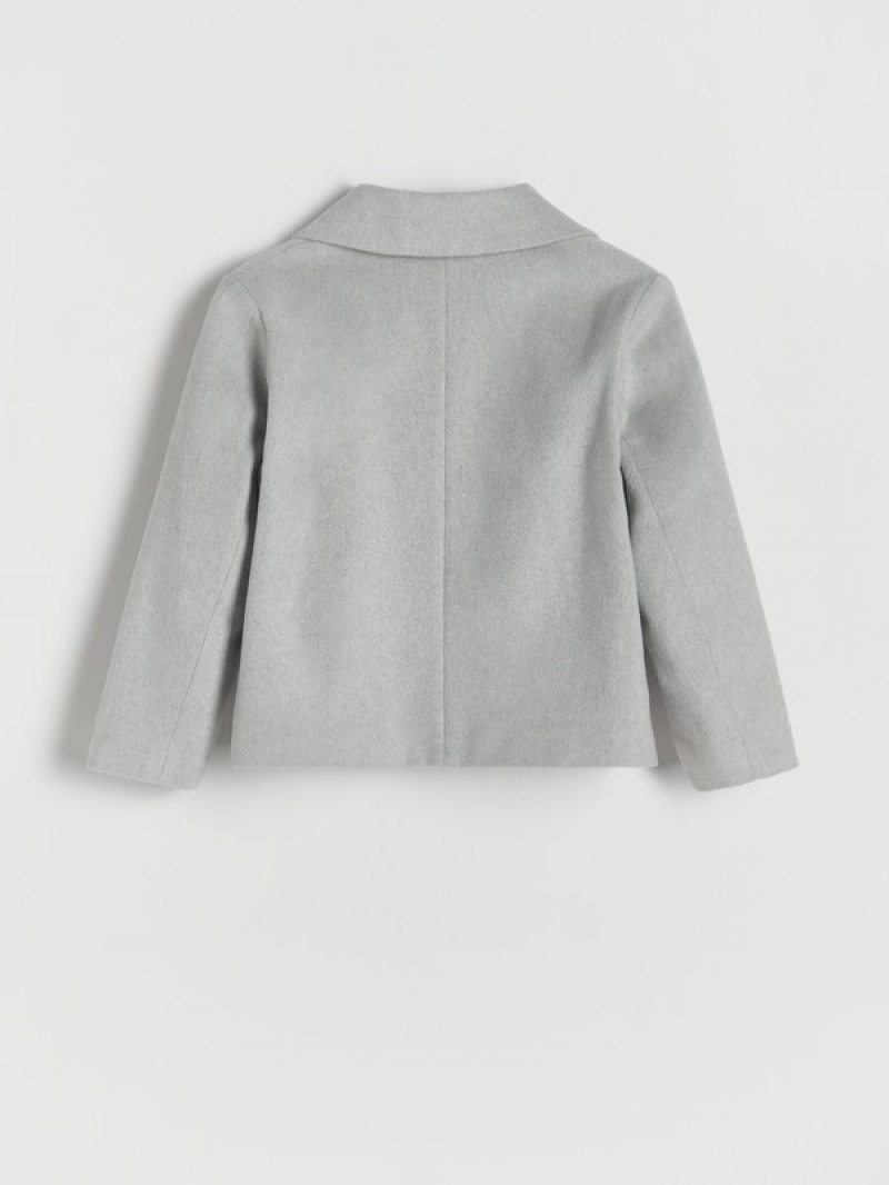 Light Grey Reserved Double-breasted Girls' Jackets | TXSV-20469