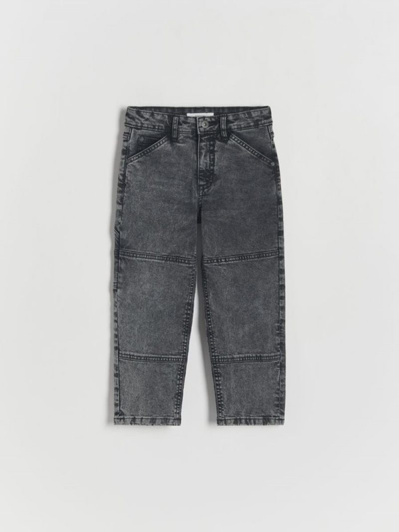 Light Grey Reserved Elastic Wide Leg Boys' Jeans | UQAE-82179