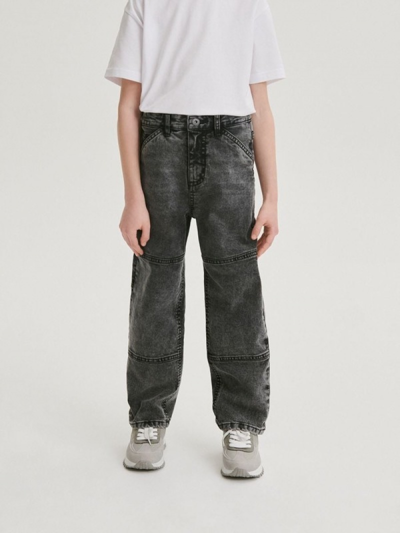 Light Grey Reserved Elastic Wide Leg Boys' Jeans | UQAE-82179