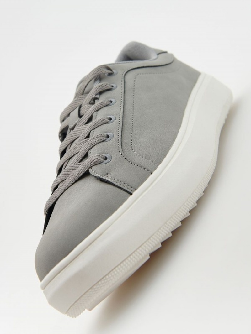 Light Grey Reserved Faux Leather Men's Shoes | TNXW-40571