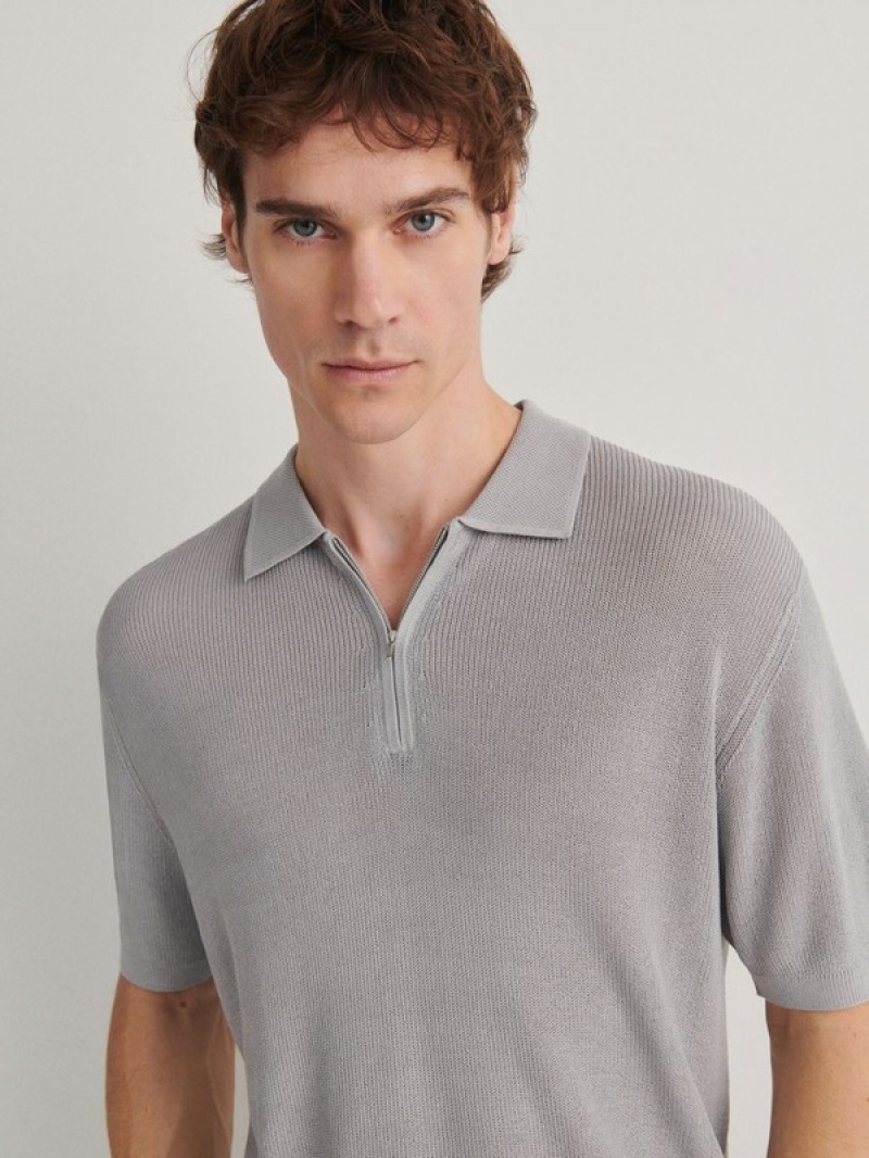 Light Grey Reserved Jersey Men's Polo Shirts | KSCU-32641