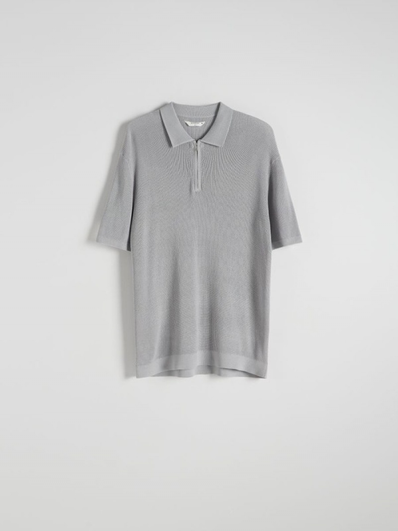 Light Grey Reserved Jersey Men's Polo Shirts | KSCU-32641