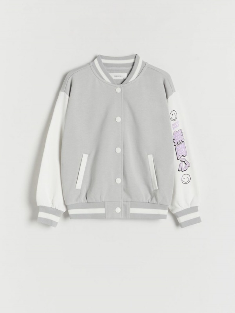 Light Grey Reserved Jogging Top Girls' Sweatshirts | OVXL-89405