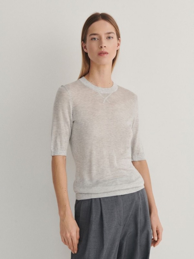 Light Grey Reserved Lyocell Top Women's Sweaters | WOXF-71549