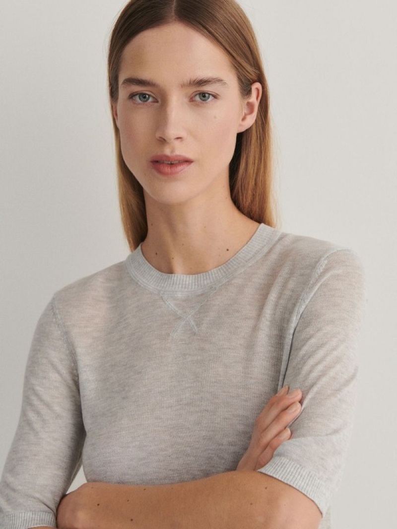 Light Grey Reserved Lyocell Top Women's Sweaters | WOXF-71549