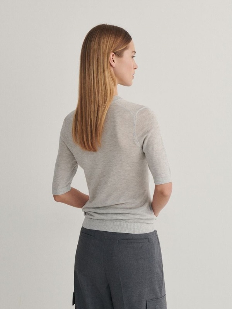 Light Grey Reserved Lyocell Top Women's Sweaters | WOXF-71549