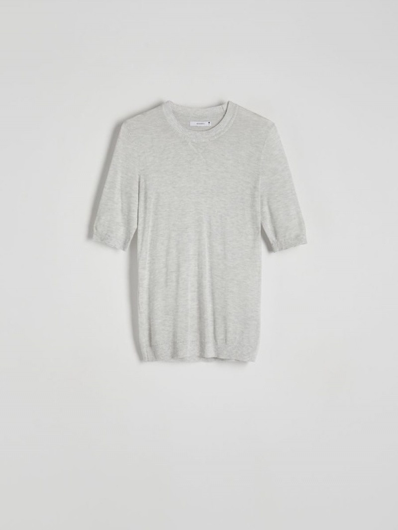 Light Grey Reserved Lyocell Top Women's Sweaters | WOXF-71549