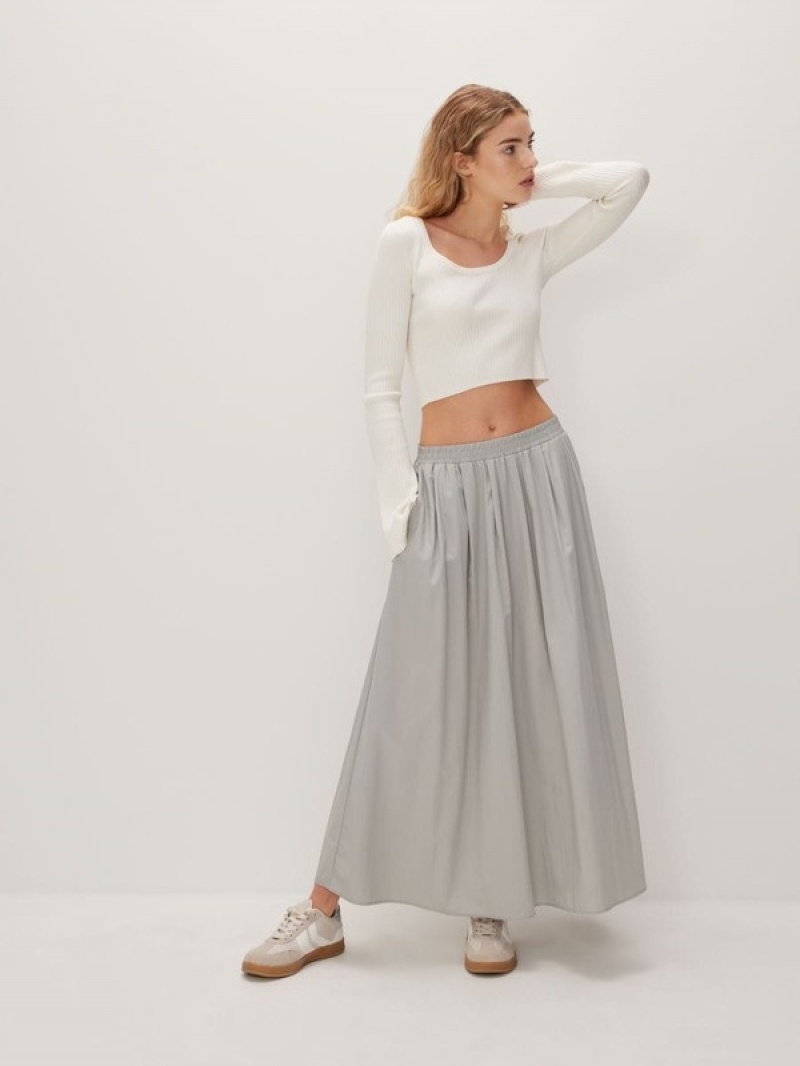 Light Grey Reserved Maxi Women's Skirts | MXBF-03271