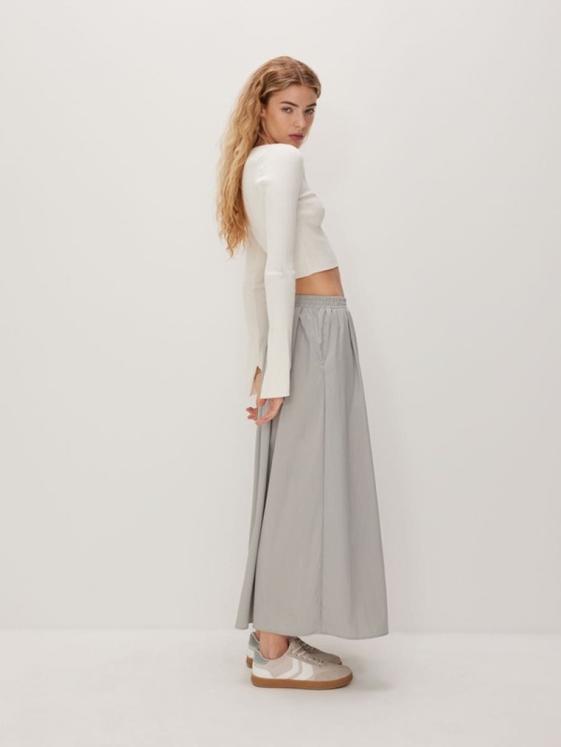 Light Grey Reserved Maxi Women\'s Skirts | MXBF-03271