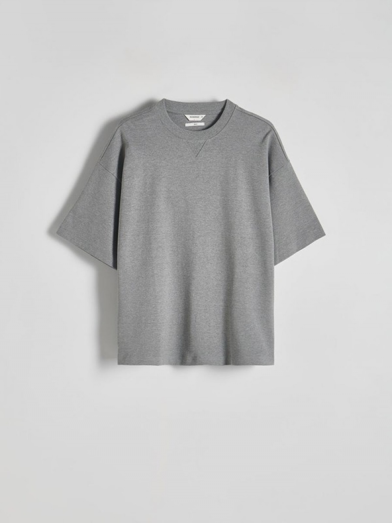 Light Grey Reserved Oversized Men's T-shirts | PFZM-59132