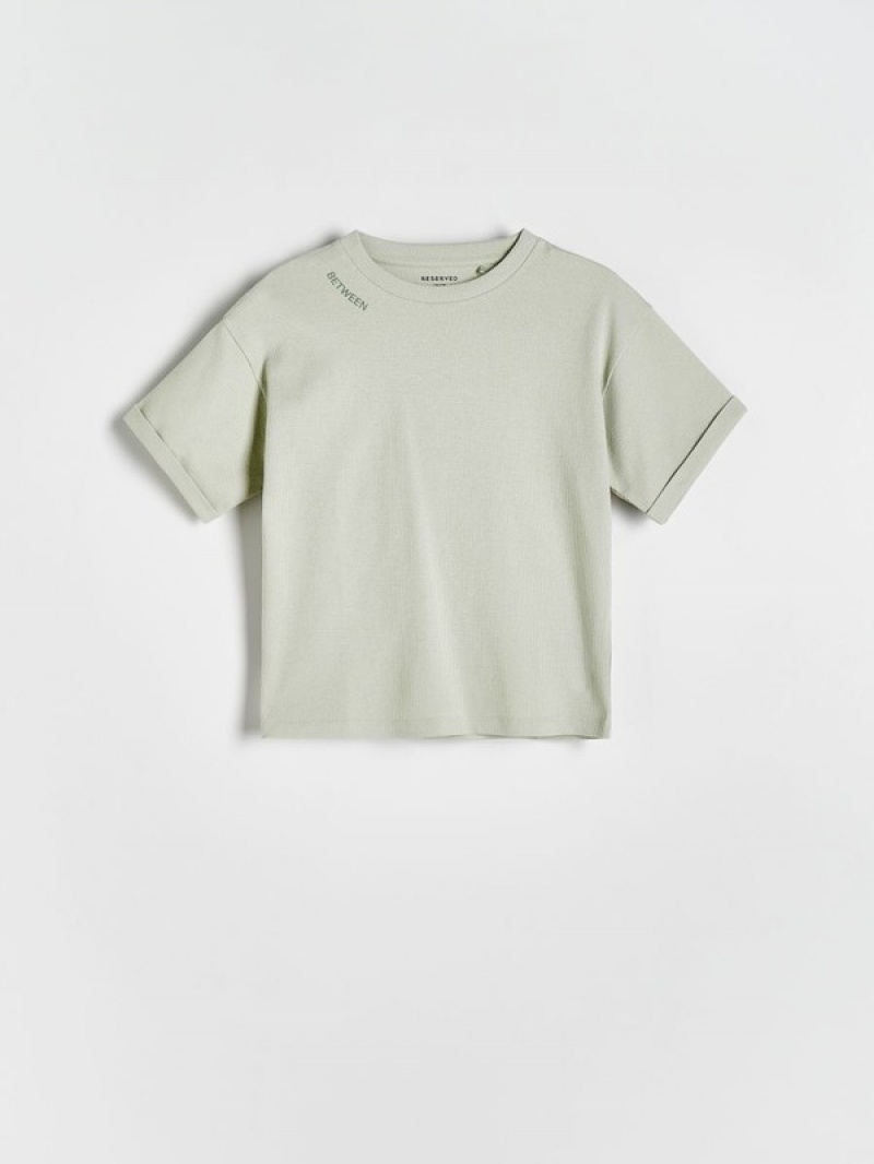 Light Grey Reserved Oversized T-print Boys' T-shirts | QWPO-13780