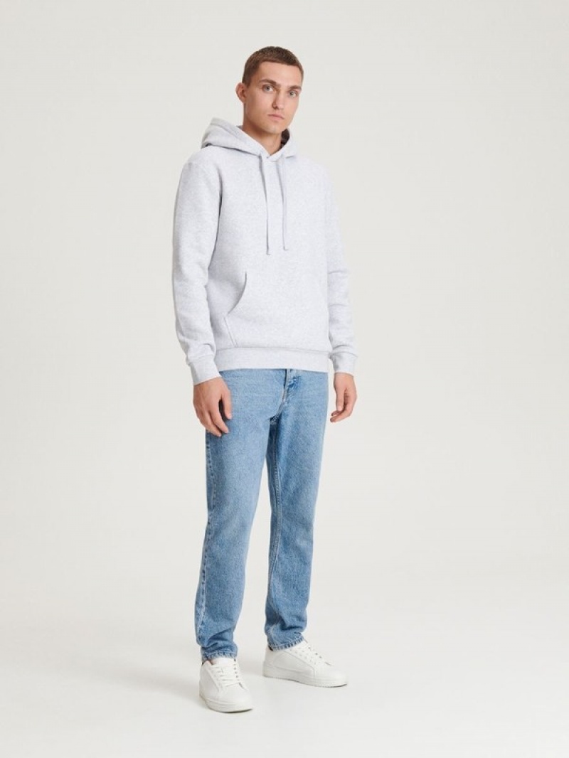 Light Grey Reserved Plain Cotton Rich Men's Sweatshirts | FGIZ-34950