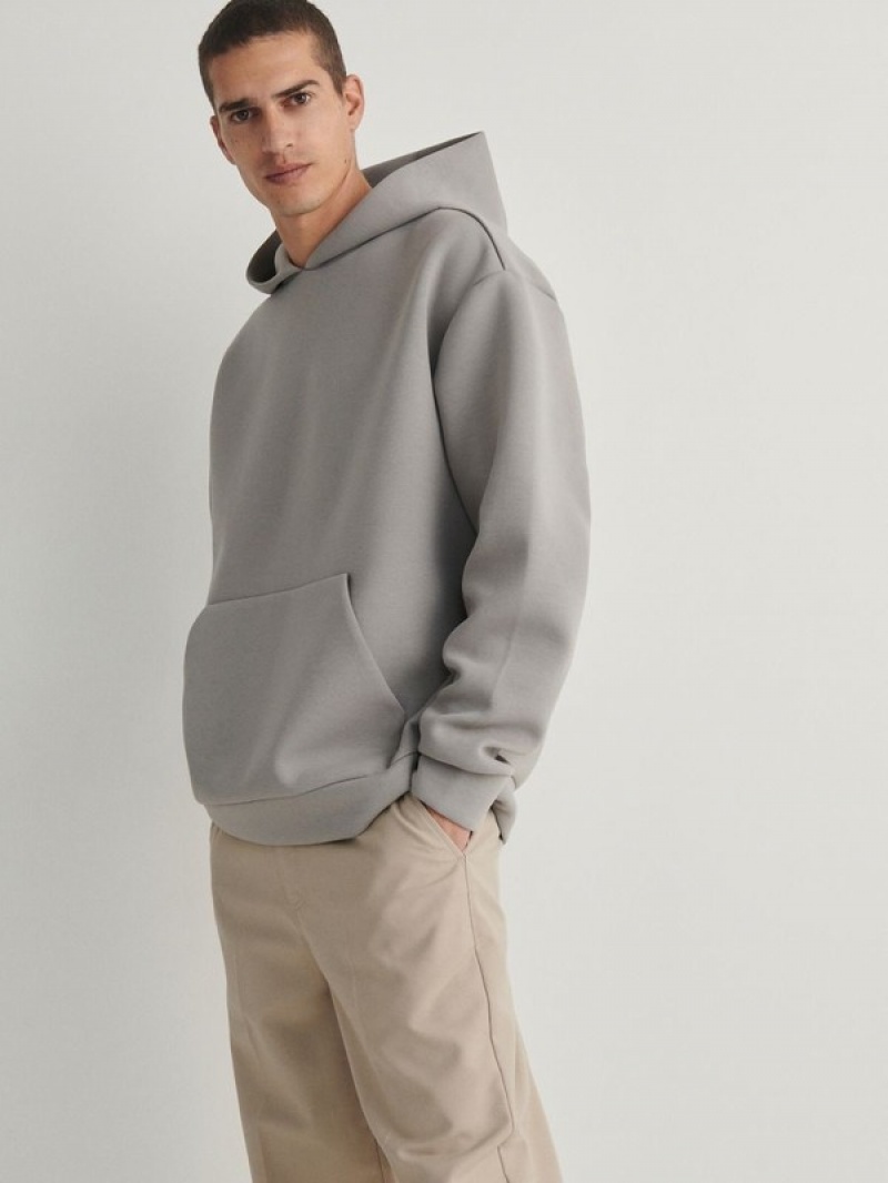 Light Grey Reserved Plain Men's Sweatshirts | LZWF-85219