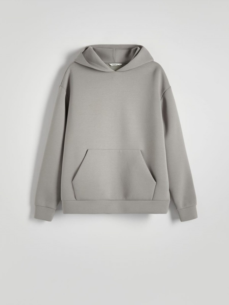 Light Grey Reserved Plain Men's Sweatshirts | LZWF-85219