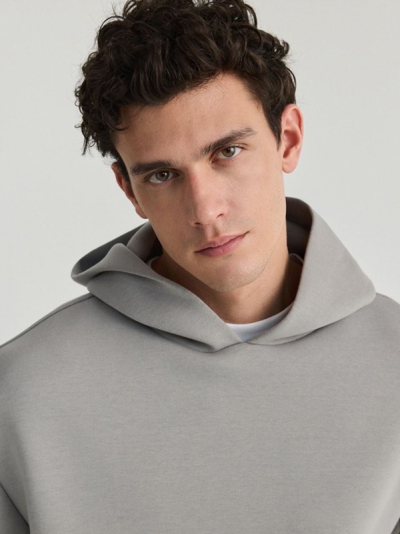 Light Grey Reserved Plain Men's Sweatshirts | VQNY-40359