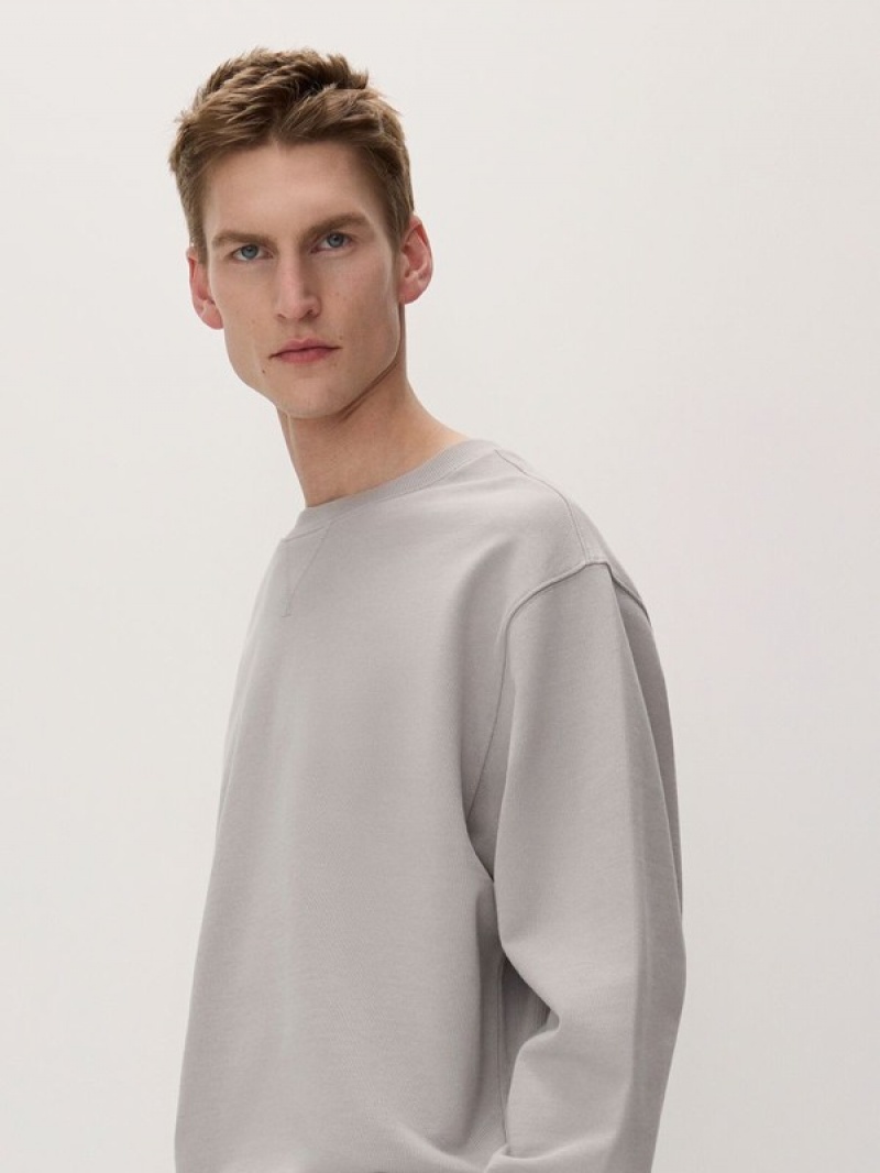 Light Grey Reserved Plain Men's Sweatshirts | QIHD-23190