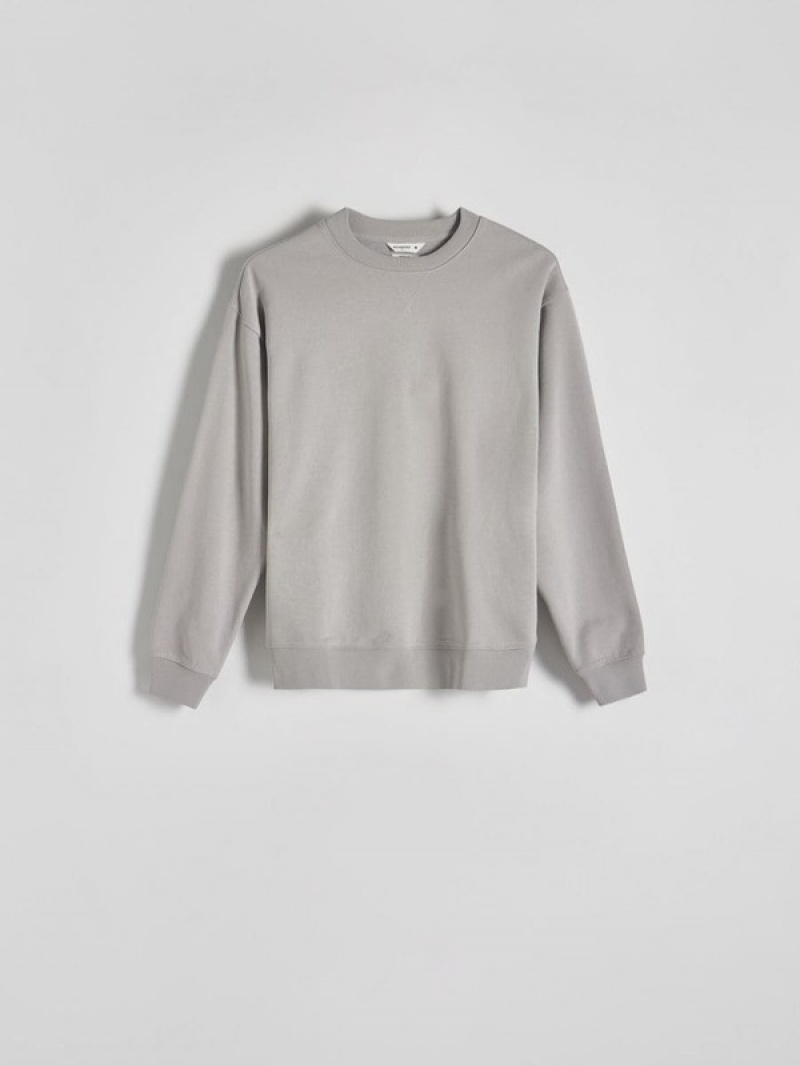 Light Grey Reserved Plain Men's Sweatshirts | QIHD-23190