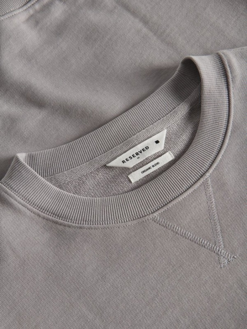 Light Grey Reserved Plain Men's Sweatshirts | QIHD-23190