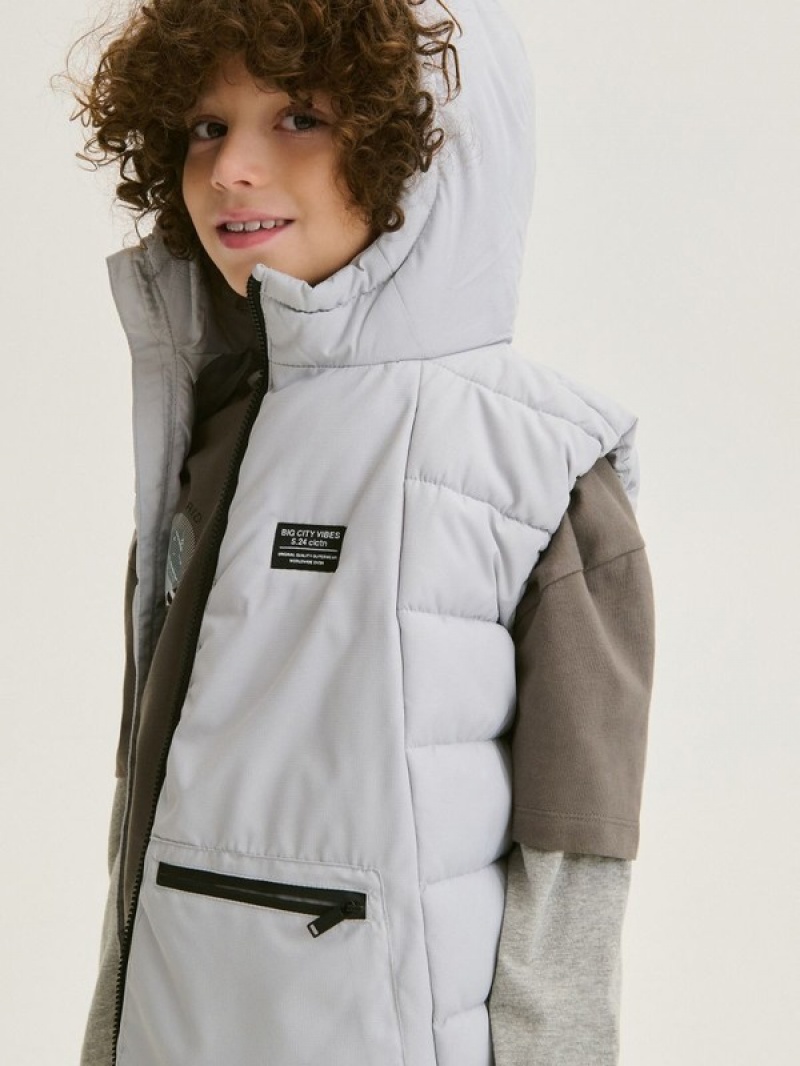 Light Grey Reserved Quiltedhood Boys' Jackets | KOSU-42861