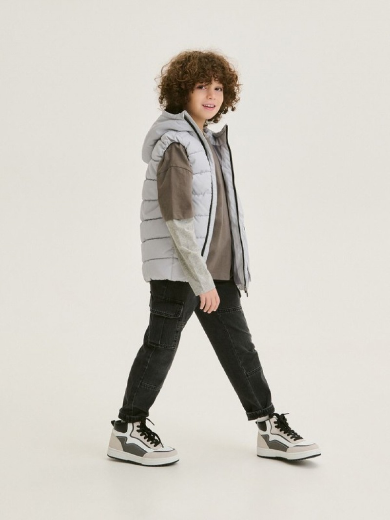 Light Grey Reserved Quiltedhood Boys' Jackets | KOSU-42861