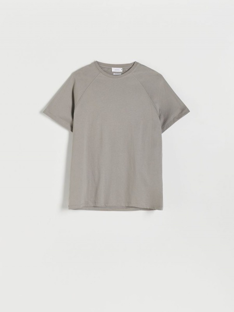 Light Grey Reserved Regular Fit Cotton Men's T-shirts | CZVM-61328