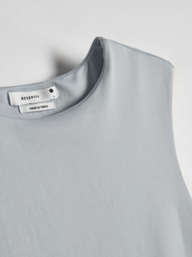 Light Grey Reserved Rib Knit Jersey Body Women's T-shirts | ITLS-04613