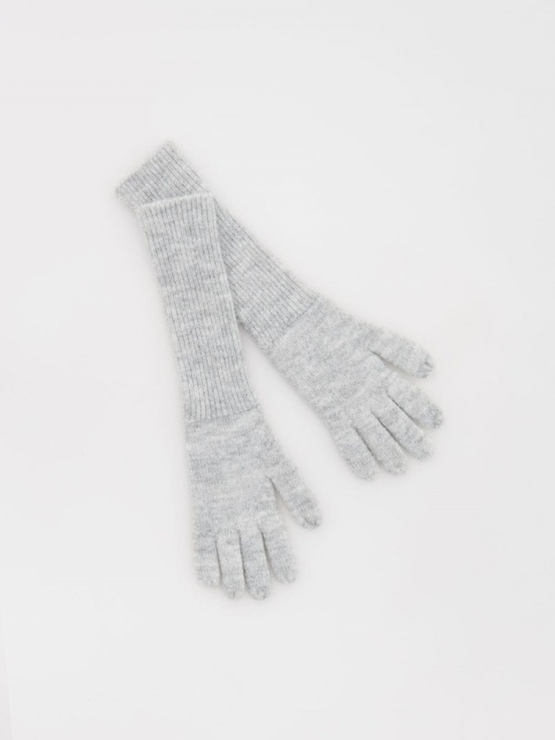 Light Grey Reserved Ribbed Cuffs Women\'s Gloves | YRBQ-64721