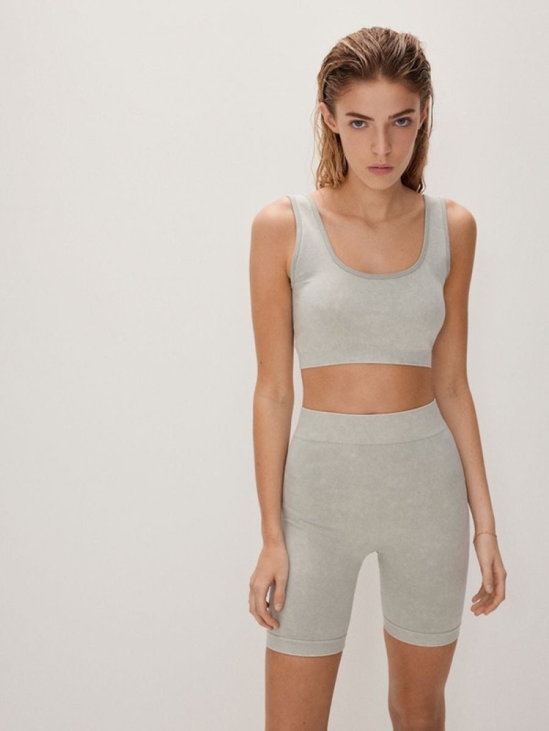 Light Grey Reserved Seamless Biker Women's Shorts | UCZI-39018