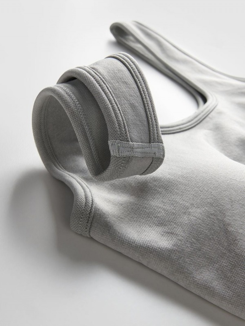 Light Grey Reserved Short Topstripes Women's T-shirts | CWGR-67389