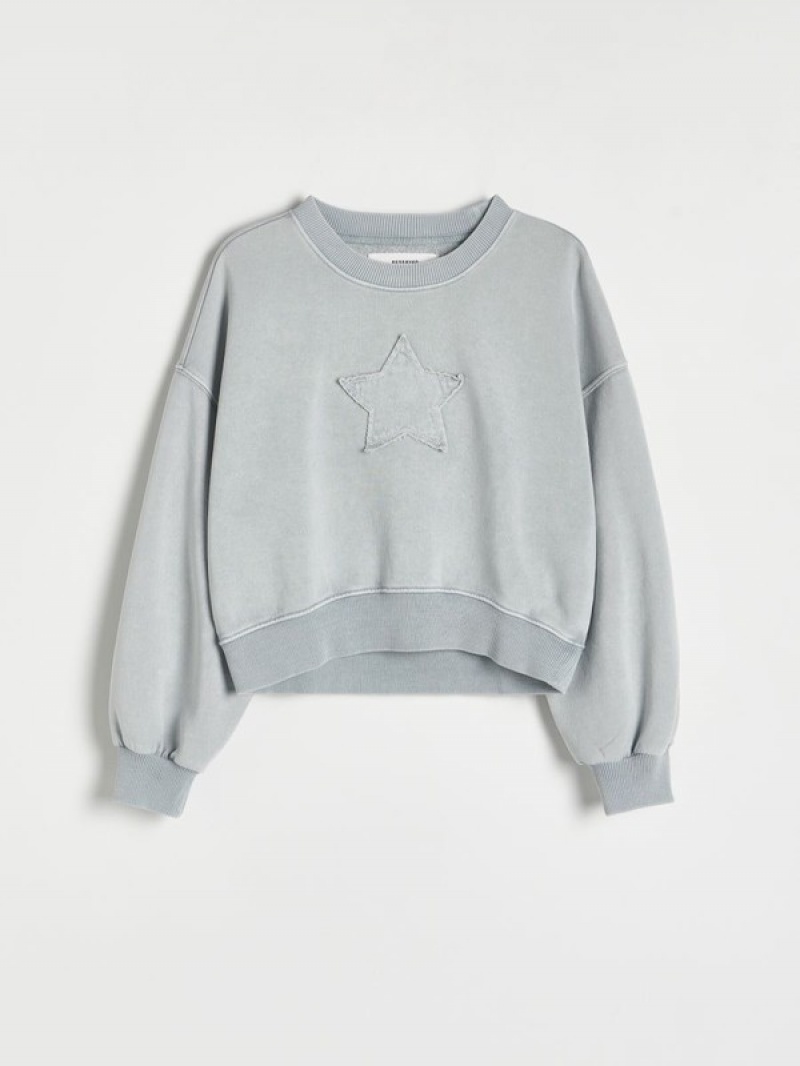 Light Grey Reserved Star Motif Girls' Sweatshirts | DLJW-58470