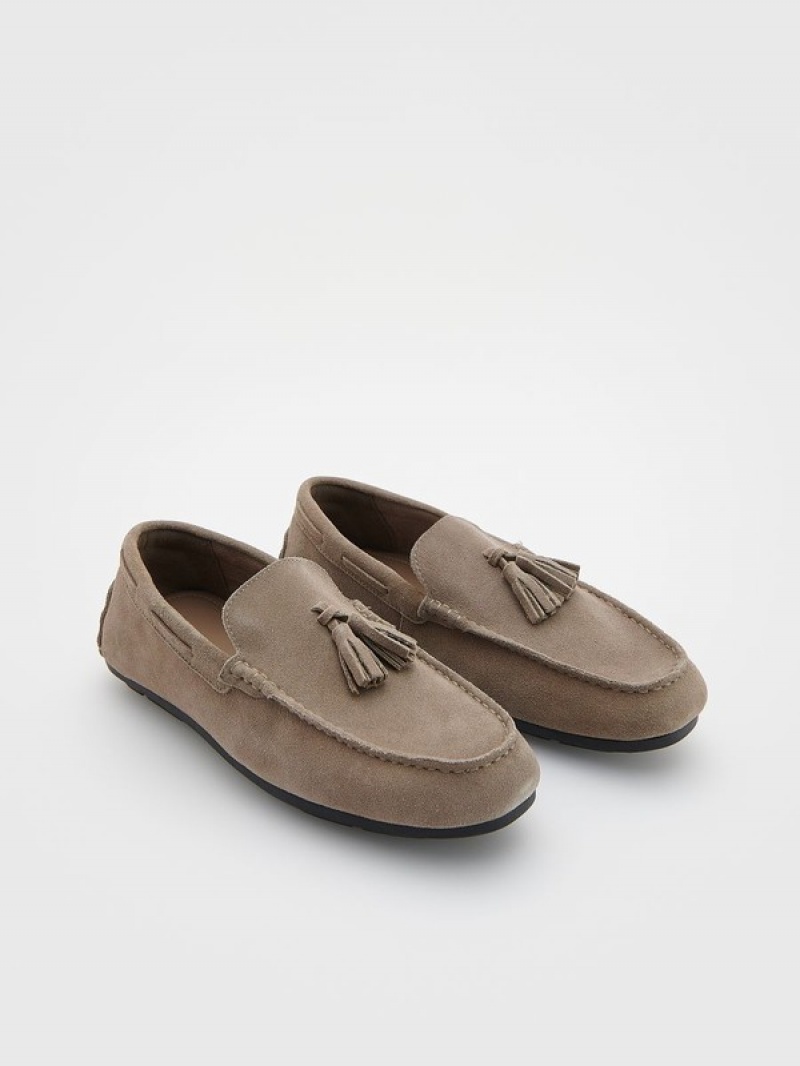 Light Grey Reserved Suede Men's Shoes | OFQD-54621