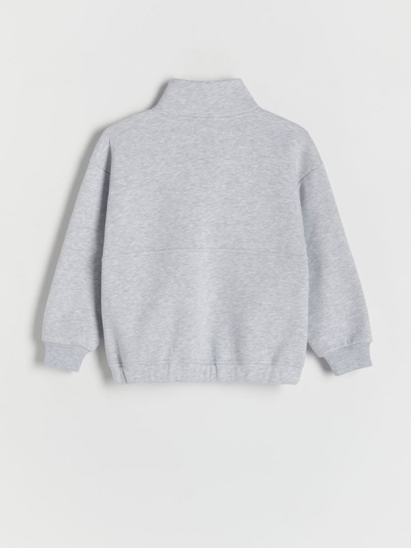 Light Grey Reserved Sweatembroidery Detailing Girls' Sweatshirts | UPHW-85639