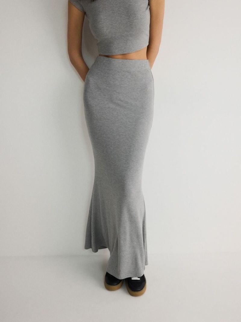 Light Grey Reserved Viscose Jersey Women's Skirts | UQTP-29408