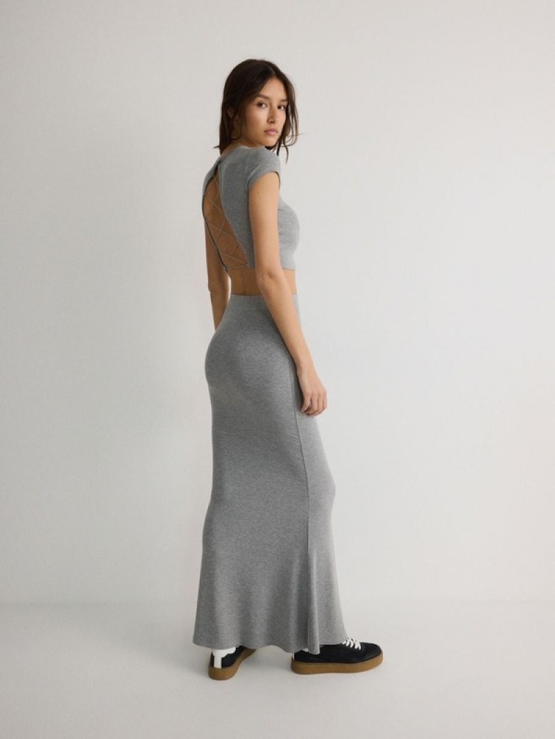 Light Grey Reserved Viscose Jersey Women's Skirts | UQTP-29408