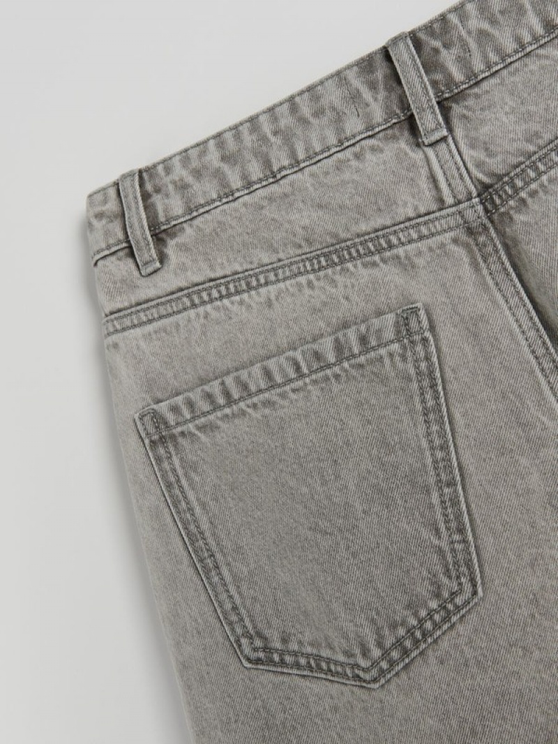 Light Grey Reserved Wide Leg Distressed Women's Jeans | KQNO-16723