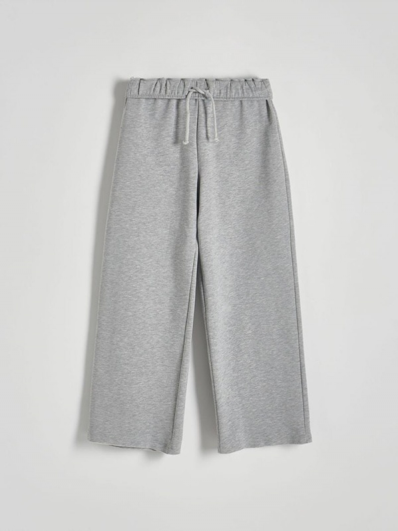 Light Grey Reserved Wide Legs Women's Trousers | RPGV-10235