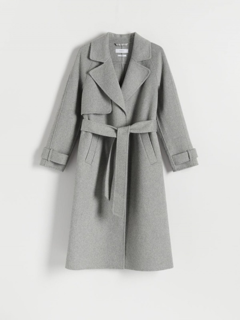 Light Grey Reserved Wool Blend Women's Coats | PMKW-27690