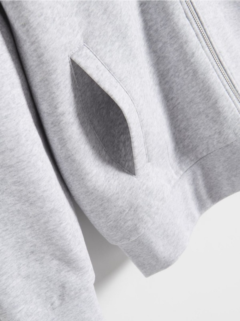 Light Grey Reserved Zip Up Men's Sweatshirts | HNKC-10235