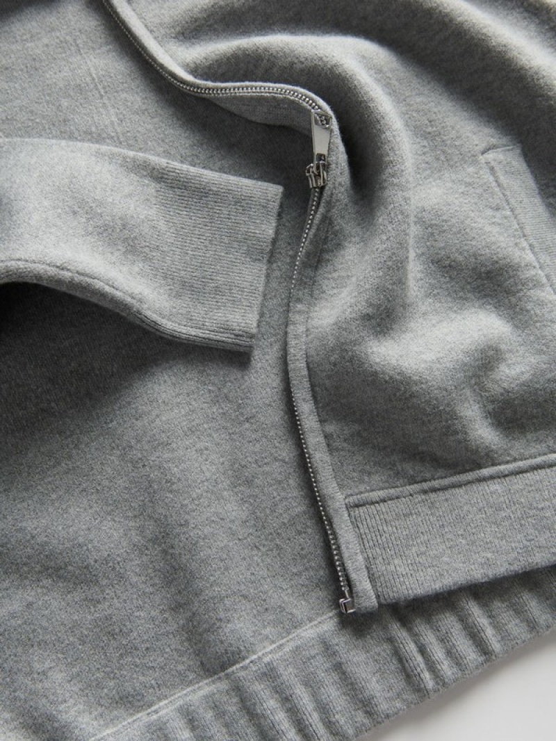 Light Grey Reserved Zip Up Women's Sweaters | QZRO-92538