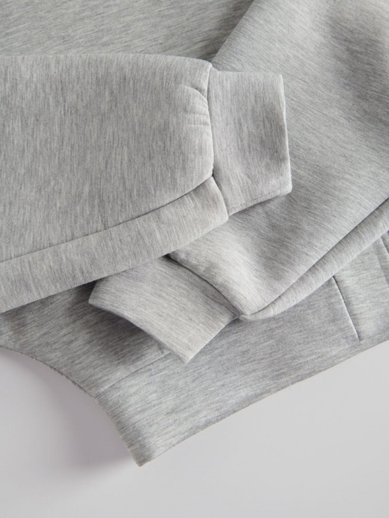 Light Grey Reserved Zip Up Women's Sweatshirts | OXNV-92731