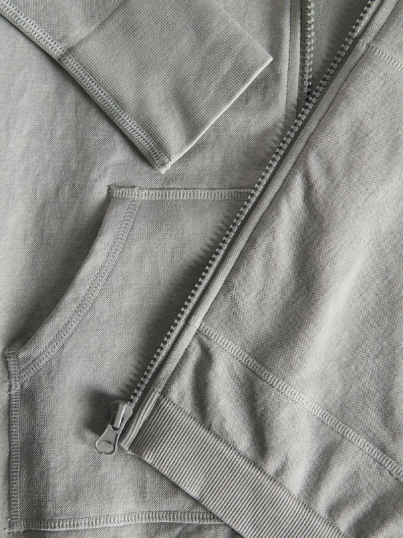 Light Grey Reserved Zip Up Women's Sweatshirts | NUML-08592